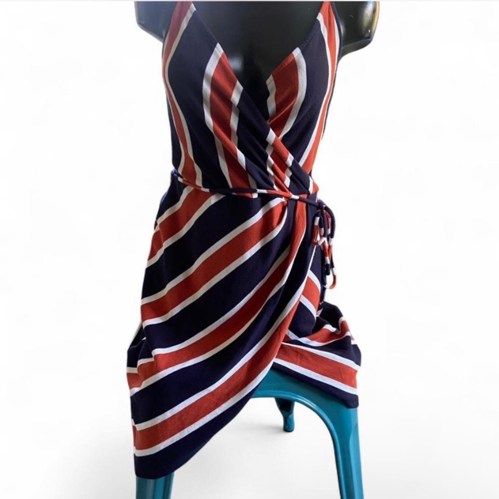 Market & Spruce Striped Wrap Dress- Size Medium